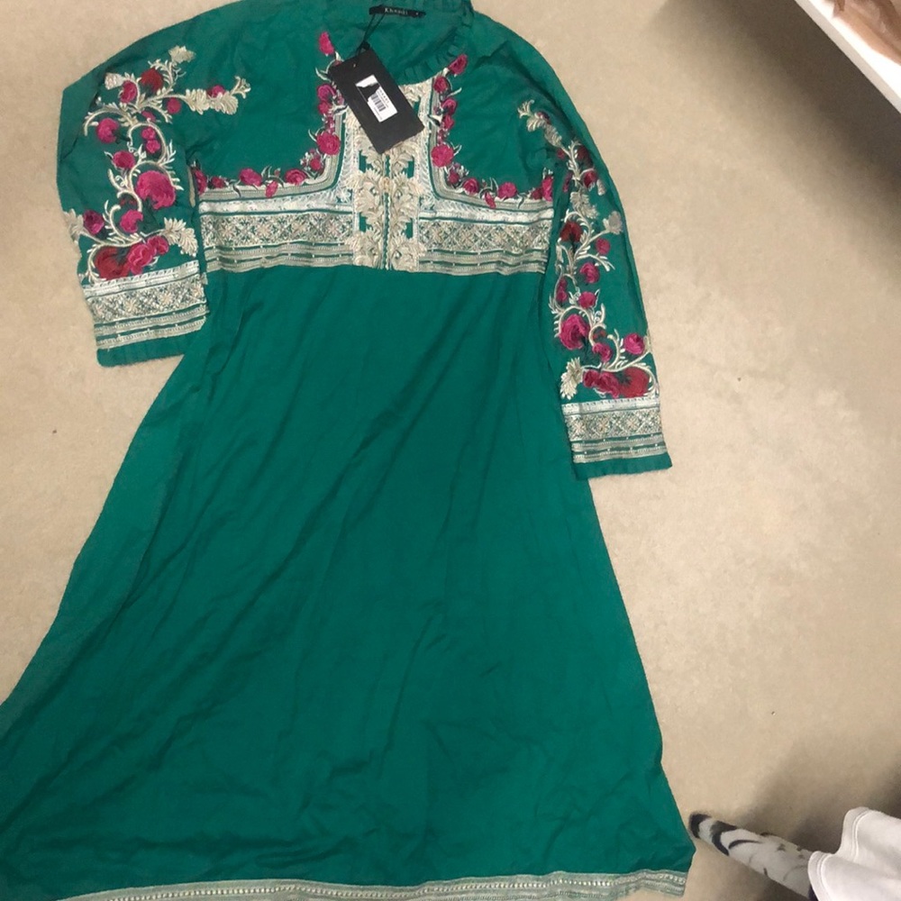 Bottle green peshwaz